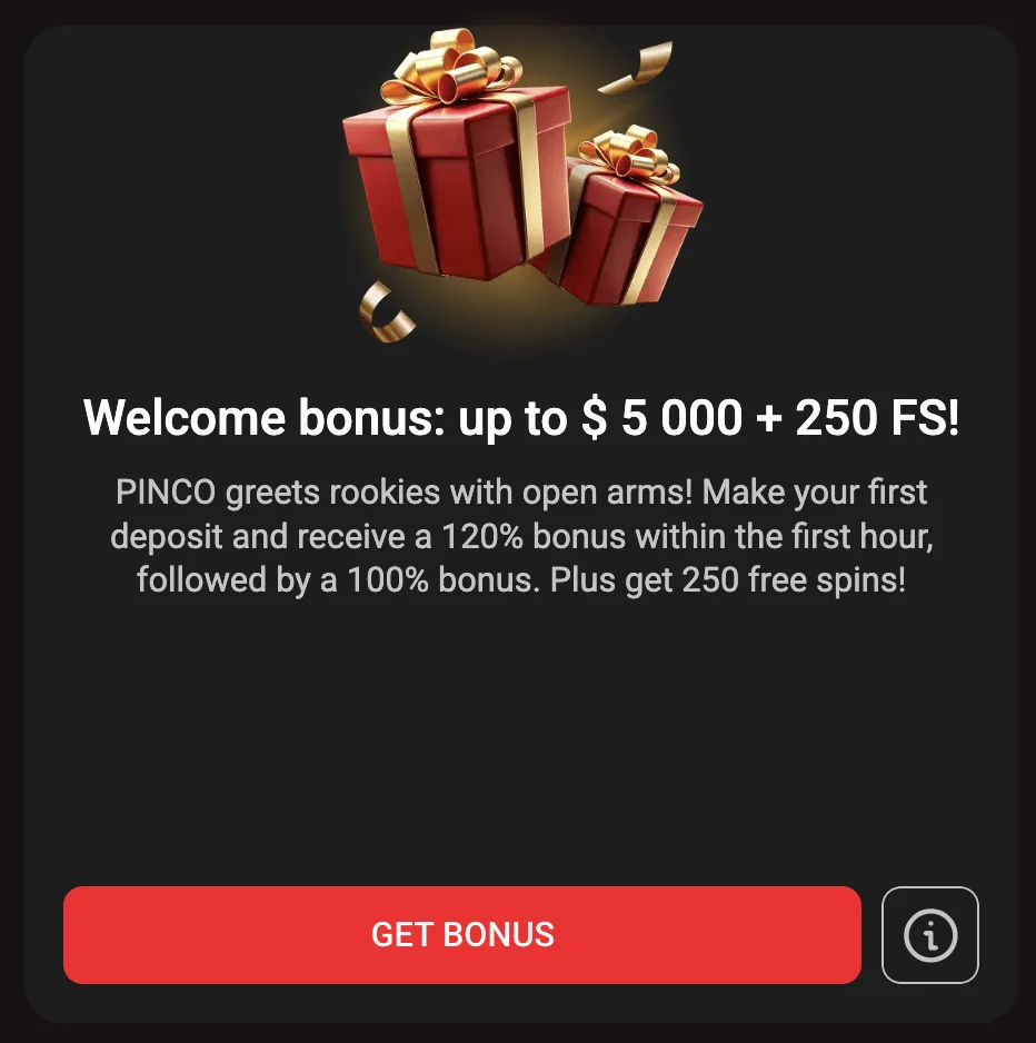 pinco first deposit bonus